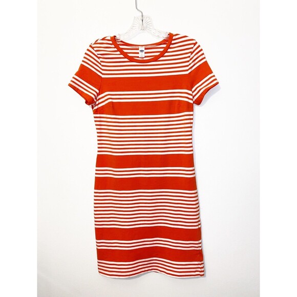 Old Navy Orange And White Striped Dress Sheath Bodycon Size Small - Picture 1 of 4